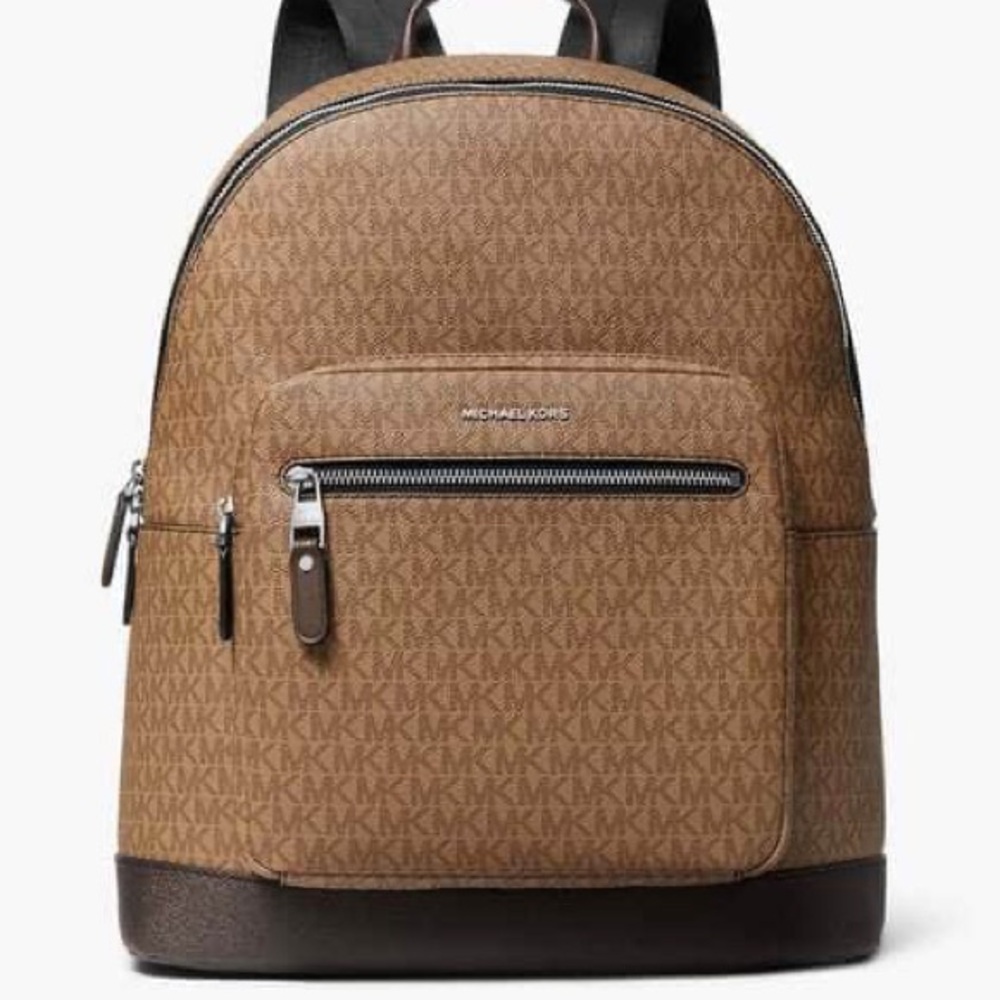 Michael Kors Hudson Logo Canvas Leather Large Backpack - Picture 2 of 16